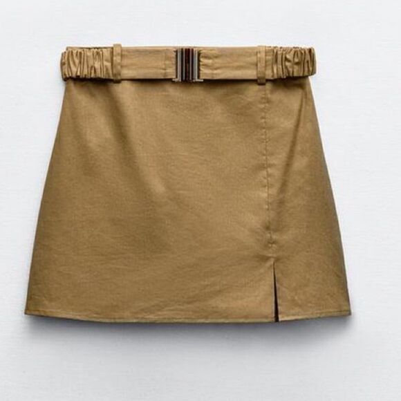 Zara Linen Blend Skort Belted New - Picture 5 of 8